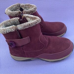 Easy Spirit Excel Cold Weather BOOTIES. Water Resistant Mauve Suede Zip Up 9.5ww